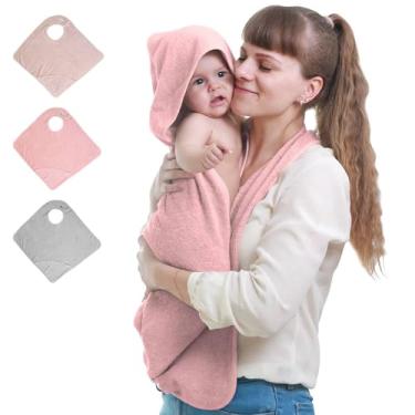 Imagem de KELRICER Toalhas de bebê com capuz para recém-nascidos, toalha de banho com capuz para bebês com mãos livres, toalha de bebê grande com 100% algodão super absorvente, toalha de banho infantil de