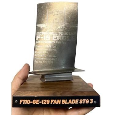 Imagem de Moderock Pás autênticas de motor turbofan de avião de caça F-15, presentes colecionáveis para entusiastas militares pais namorados (lâmina de terceiro estágio)
