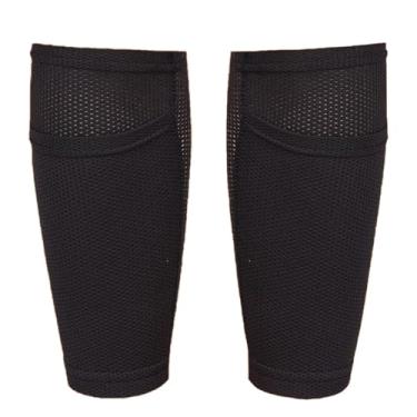 Imagem de Meia caneleira de futebol, suporte de desempenho de pernas, mangas de compressão para panturrilha com bolso, pode segurar caneleiras, meias respiráveis para atletas iniciantes ou de elite