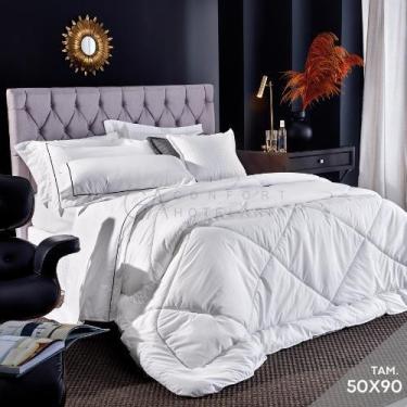 Imagem de Fronha Luxo Hotel Avulso com Abas e Festonê Cinza 300 Fios 50x90cm - P