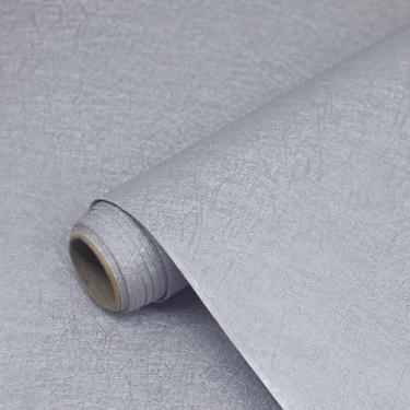 Imagem de Papel de parede cinza prateado 40,6 cm x 502,88 cm Papel de parede de vinil autoadesivo decorativo à prova d'água grosso para armários bancadas paredes mesa mesa