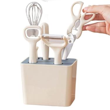 Imagem de descascador de frutas, faca, abridor de garrafas, tesoura, batedor de ovos, cozinha multifuncional, conjunto de 6 peças