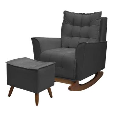 Imagem de Poltrona Amamentação De Balanço Helena + Puff Linho Quarto - Kasa Sofá