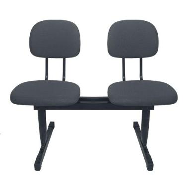 Imagem de Cadeira longarina secretaria reta 2 lugares cinza - PopMov