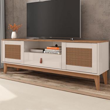 Imagem de Rack Para Tv Até 60 Polegadas Esmeralda 2 Portas 1 Gaveta Off White/noce - Casa