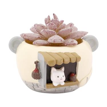 Imagem de Segreto Vaso de plantas suculentas criativo, com padrão de animais, vasos de resina, vasos de cacto, vasos de bonsai com orifício de drenagem para decoração de casa e interior