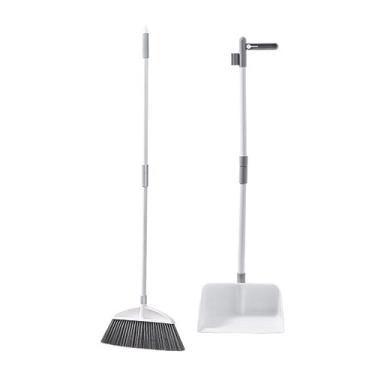 Imagem de SUREK Conjunto moderno de vassoura branca e pá de lixo de plástico com alça longa para jardim conveniente