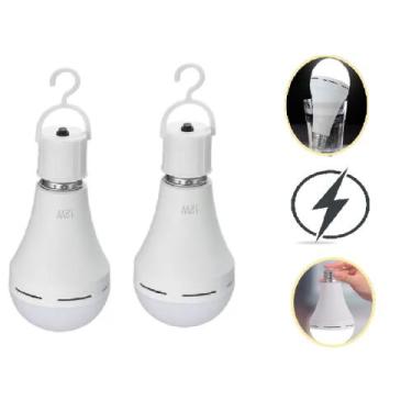Imagem de Kit 2 Pcs Lâmpada Led Emergência Bulbo 12w Inteligente Recarregável Ac