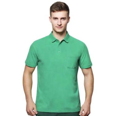 Imagem de Camisa Masculina Gola Polo Piquet Com Bolso - C&C, Verde jade, GG