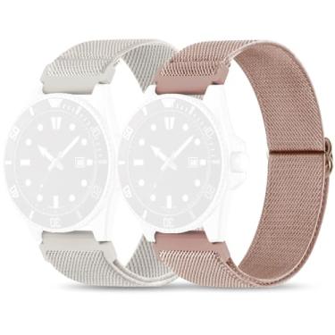 Imagem de Sunnyson Pacote com 2 pulseiras de relógio de nylon elástico compatíveis com Casio duro, pulseiras elásticas macias ajustáveis de 22 mm para relógio de mergulho masculino Casio MDV106-1AV 200 M WR