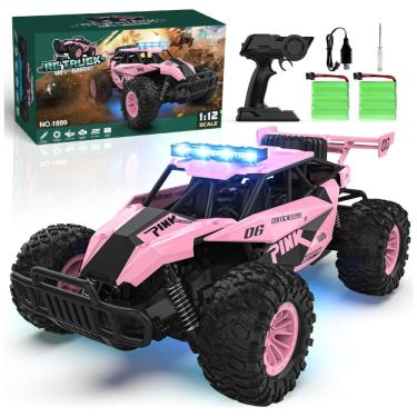 Imagem de Caminhão Monstro RC BLUEJAY 1:12 Off Road c/ Farol LED - Carro RC p/ Meninos 812 c/ Bateria Recarregável - Presente p/ Adultos e Crianças