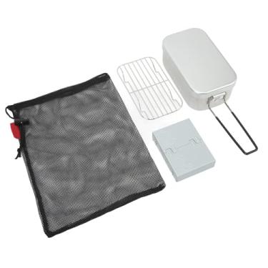 Imagem de Xcello Caixa Bento Portátil Dobrável de Liga de Alumínio de 800 ml com Fogão a Álcool Multifuncional Outdoor Camping Picnic Kit de Almoço
