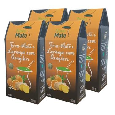 Imagem de 4 Erva Mate Chimarrão NOVO MATE LARANJA E GENGIBRE 500g