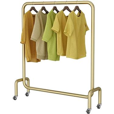 Imagem de LIFOND Cabide para roupa com rodas, cabide de metal resistente independente, fácil de montar para armazenamento de roupas, suporte de exibição, barra de roupa para decoração de quarto, 100 cm