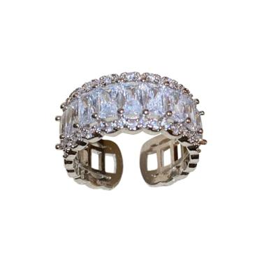Imagem de yuruyi Anel feminino banhado a ouro/prata, zircônia cúbica, pérola, ajustável, simples, bonito, empilhável, alianças de casamento, joias para presente, Liga de aço, Zircônia cúbica