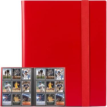 Imagem de GEAoffice Fichário de cartões, 9 bolsos, pasta de álbum, fichário de bolso com 360 bolsos laterais para Yugioh, MTG e outros TCG, vermelho