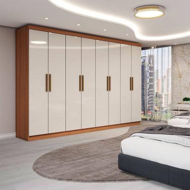 Imagem de Guarda-Roupa Casal Odisseia 8 Portas 4 Gavetas Cinamomo/Off White - Panorama Móveis
