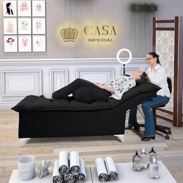 Imagem de Maca de Estética Liz Designer Atendimento Cílios Sobrancelhas Salão Spa Corano Luxo Casa Imperial (PRETO311)