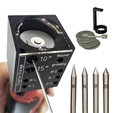 Imagem de Afiador de tungstênio LMT V4 ferramenta rotativa para soldagem TIG - Afiador de eletrodo de tungstênio com medidor de adesivo e slot de corte - Afiador 4 em 1 para soldagem Tig com afiadores 4