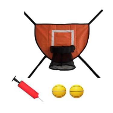 Imagem de Deevoka Mini cesta de basquete para trampolim, estrutura de basquete fácil de instalar, resistente para acessórios de fixação de trampolim de enterrada, Laranja