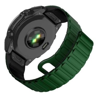 Imagem de MYSNBKN Pulseiras de relógio compatíveis com Garmin Fenix 8 de 51 mm/Fenix 7X/Fenix 6X, pulseira magnética de silicone dupla face de 26 mm para relógio inteligente Garmin Fenix 7X Pro/Fenix 6X Pro