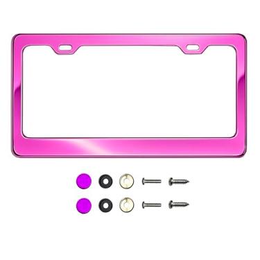 Imagem de Moldura de placa de licença de aço inoxidável T304 – Acabamento polido espelhado 8K, resistente à ferrugem, design fino, ajuste universal, inclui tampas de parafuso, arruelas e parafusos de aço