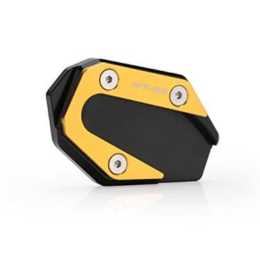 Imagem de Acc-Creativity Suporte de pé de motocicleta com ampliador lateral para placa de extensão compatível com Yamaha MT03 MT-03 2014-2019 (dourado)
