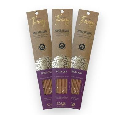 Imagem de Kit com 3 Incensos Naturais e Artesanais Vareta Therapy Rosa Chá e Floral de Bach HOLLY