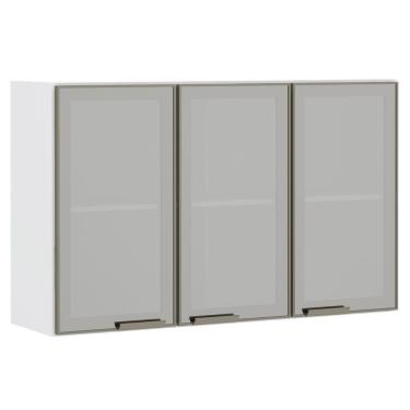 Imagem de Armário Aéreo 120cm 3 Portas Em Inox E Vidro Reflecta Prata