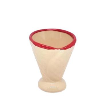 Imagem de Taça de Sorvete Casquinha Decorada em Cerâmica. - Lumes Decoraçoes, Ve