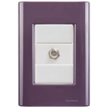 Imagem de Cj Tomada conexão TV SAT Coaxial Giz Púrpura completo pronto