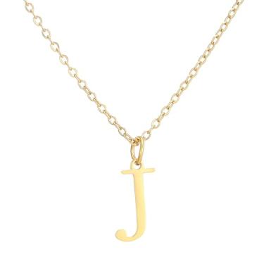 Imagem de SHE LIAN Colar com pingente personalizado com letra inicial delicada e delicada para presentes femininos, Small, Aço inoxidável, Sem Pedra Preciosa