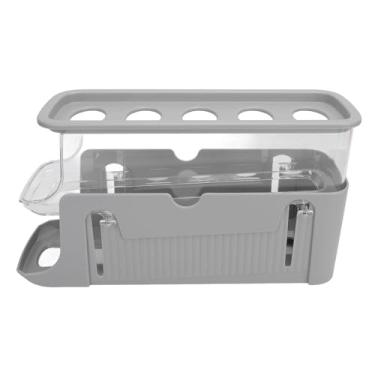 Imagem de Dispensador de ovo rolante Economizando espaço ajustável 2 Nível de lâmpada Organizador de recipiente de armazenamento de ovos para geladeira Armário de cozinha Plástico 389g (Cinza)
