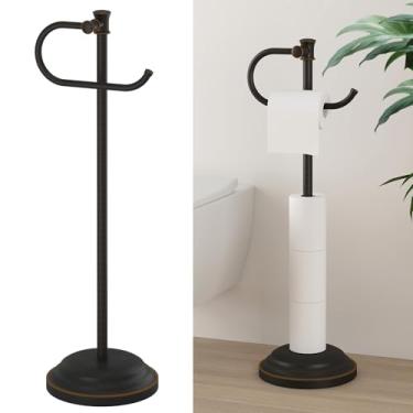 Imagem de Hoimpro Suporte de papel higiênico de 63,5 cm com suporte de armazenamento de prateleira para 4 rolos, acessórios de hardware independentes, rack de bronze polido a óleo