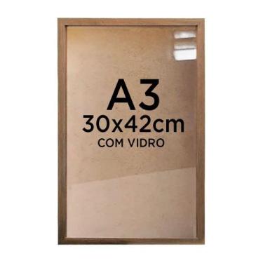 Imagem de Moldura Quadro Caixa 3cm A3 30x42cm Foto Poster Ilustração com Vidro -