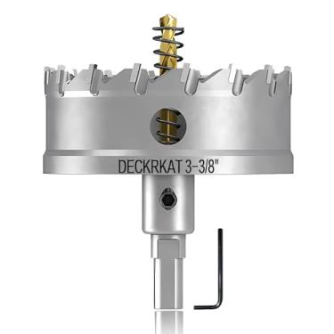 Imagem de DECKRKAT Serra Copo Tct 3-3/8 Para Metal Duro, Cortador De Furos Com Ponta De Carboneto De Tungstênio De 85 Mm Para Serviços Pesados Com Broca Piloto Com Mola Para Aço Inoxidável, Metal, Ferro E Plá