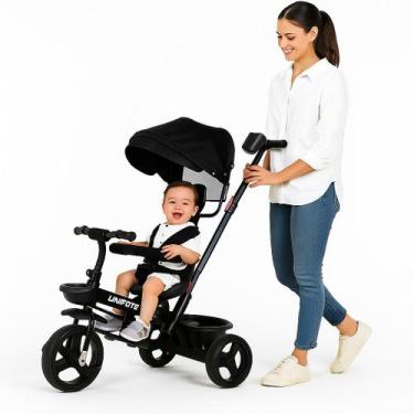 Imagem de Triciclo Infantil Empurrador Confort Preto Para Passeios ao Ar Livre C