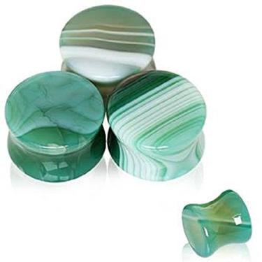 Imagem de Selim de pedra de ágata verde natural WildKlass Plug (1/5.1 cm)