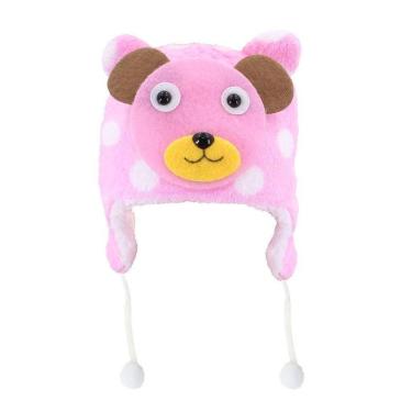 Imagem de Touca Gorro Infantil Rosa Urso Tamanho Único