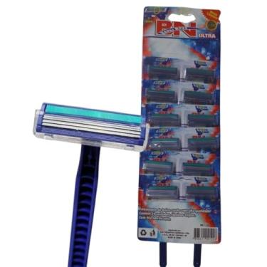 Imagem de Kit 12 Peças Aparelhos de Barbear Descartável, 3 Lâminas com Fita Lubrificante, Depilador Multiuso Ultra, Unissex