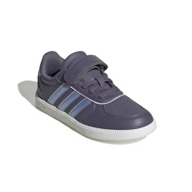 Imagem de adidas Tênis infantil unissex Breaknet elegante elástico de renda e alça, Preloved Violet/Blue Spark Met./Powder Plum, 13 Little Kid