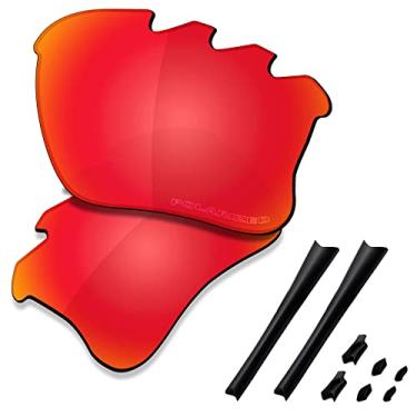Imagem de SAUCER Lentes de reposição premium e kits de borracha para Oakley Flak Jacket XLJ ventilado | Flak Jacket XLJ Óculos de sol ventilados Low Bridge Fit de alta definição - Vermelho fogo polarizado