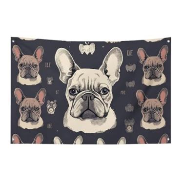 Imagem de Bandeira de buldogue francês I Love 89 x 149 cm, não desbota, bandeira de boas-vindas, jardim, quintal, casa, bandeira, decorativa, jardim, quintal, interior, exterior, festa, decoração de casa