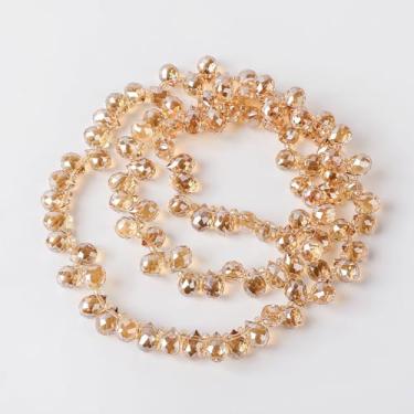 Imagem de 98 peças de gotas de cristal - Novborcz 8 x 9 mm Gotas perfuradas na parte superior lustres pingentes projetos DIY brincos colares pulseiras para fazer joias decorações para pendurar em casa (âmbar)