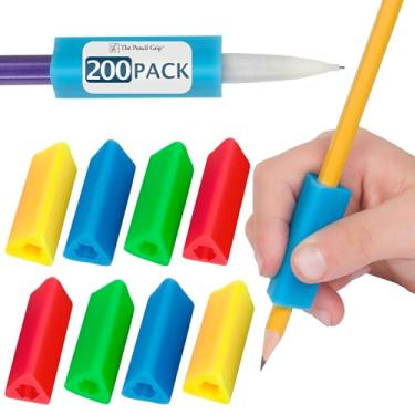 Imagem de Pencil Grip The Classics Triangle Grip - Instrumento ergonômico para escrita para usuários destros ou canhotos, cores sortidas, pacote com 200 (TPG-162)