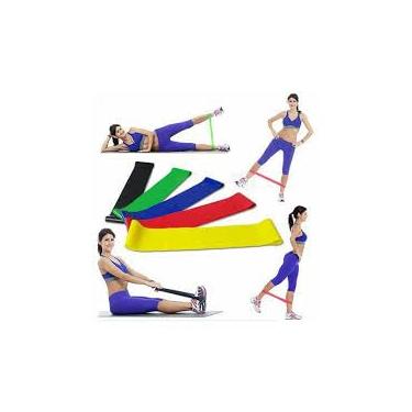 Imagem de Kit 5 Mini Band Elástico Exercício Academia Treino em Casa Bolsa Manual Faixa Elastica Exercícios Fisioterapia Musculação Yoga Alongamento AD IMPORT