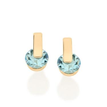 Imagem de BRINCO INFANTIL COM CRISTAL REDONDO . MED 0,5 CM Brinco feminino folhe