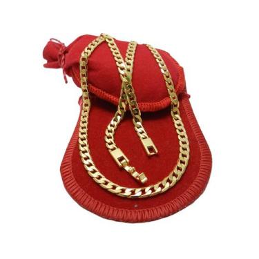 Imagem de Corrente Masculina 50cm 5mm Largura Folheado Ouro 18k CR502 - WNBIJOUT