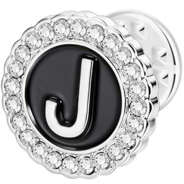 Imagem de HAWSON Alfinetes de lapela com inicial A-Z, alfinetes de gravata personalizados de ouro/prata 18K para ternos, gravatas, chapéus, homens e mulheres, Latão, Sem Pedra Preciosa