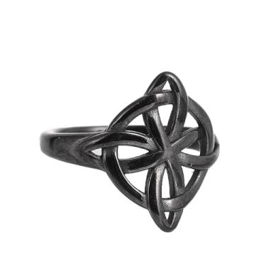 Imagem de Anel de nó de bruxa, anéis de aço inoxidável com nó de bruxa, joia celta feminina preta, Aço inoxidável, Sem pedra preciosa